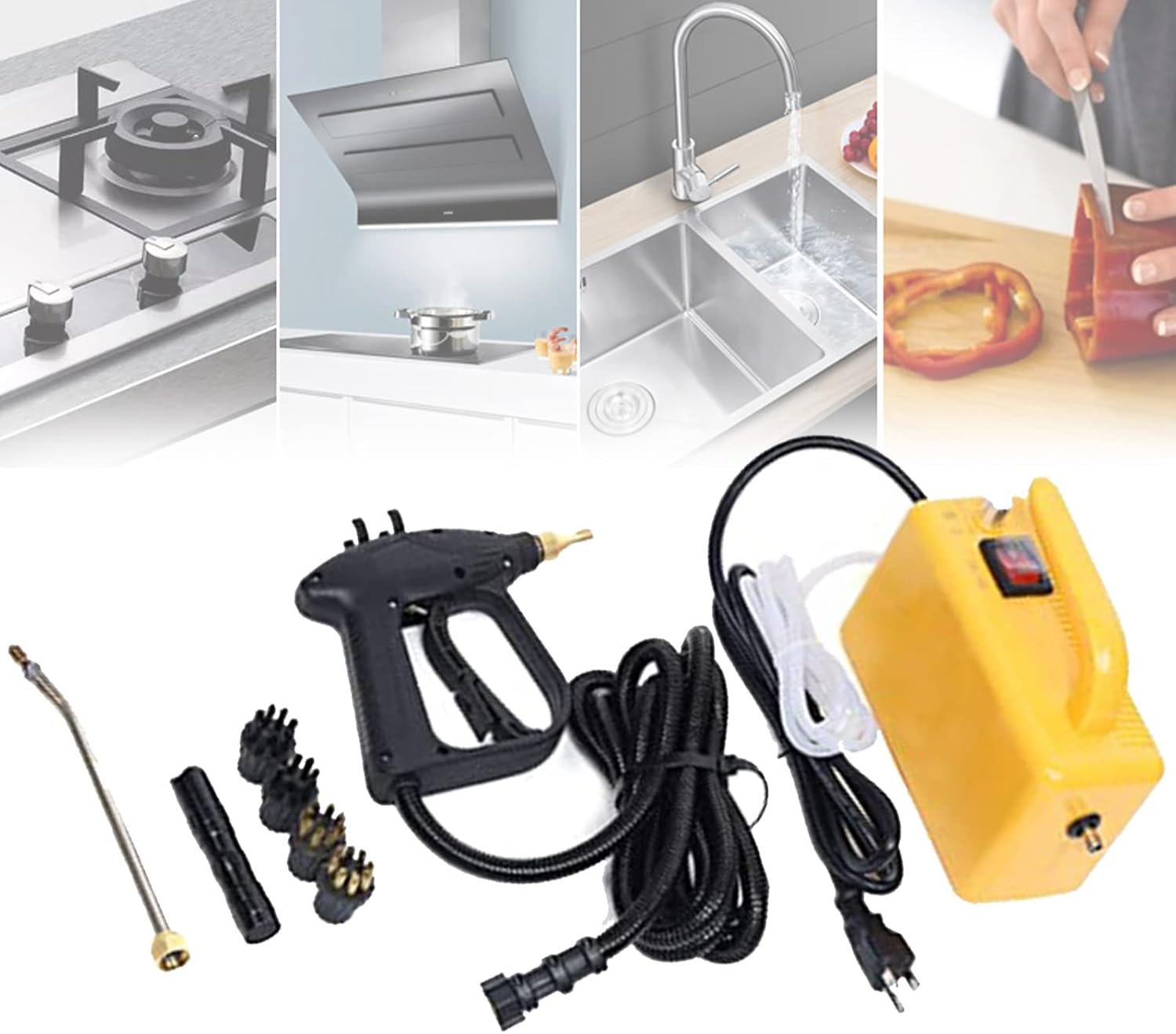 XYEJL High Pressure Steam Cleaner Machine,110V 1700W Steamer Household Clean 100 °C High Temperature Cleaning Machine 360 ° All-Round Cleaning, Powerful Steam Tool,Yellow