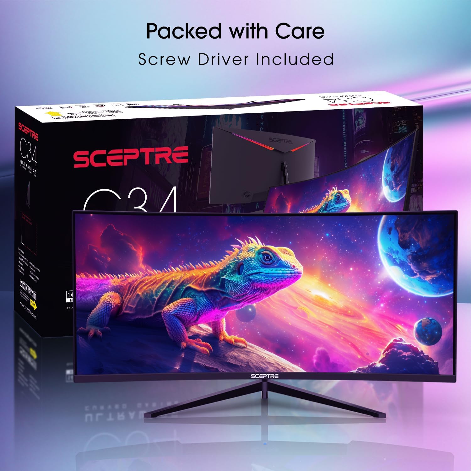Sceptre 34-Inch Curved Ultrawide WQHD Monitor, 3440 x 1440, R1500, Up to 180Hz/165Hz, DisplayPort x2, 100% sRGB, 1ms, Built-in Speakers, Black (C345B-QUT168 Series)