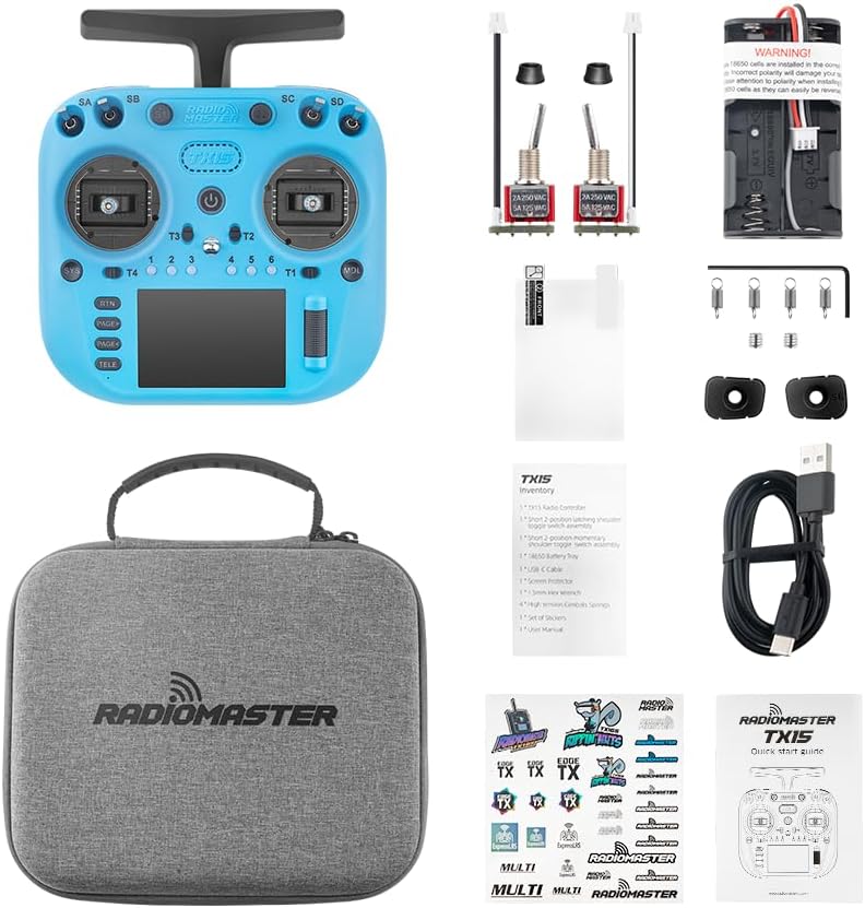 Radiomaster TX15 Radio Controller 2.4GHz 16 Channel EdgeTX Radio Transmitter, with V5.0 Hall Gimbals/3.5