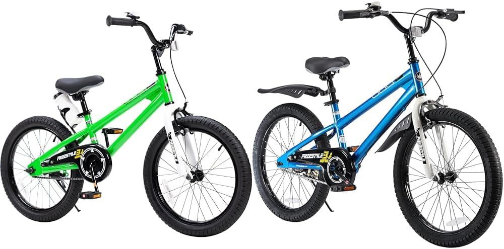 Royalbaby Freestyle Kids Bike Bundle with 18 Inch Green and 20 Inch Blue BMX Bicycles