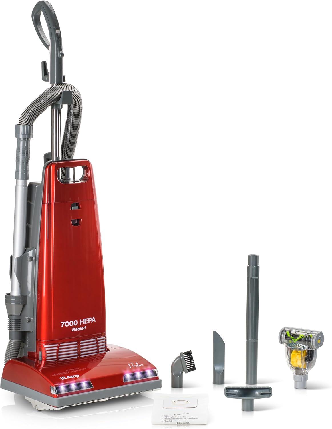 Prolux 7000 Upright Vacuum – Powerful True HEPA Filtration, Bagged Dust Chamber, Stainless Steel Brush Roll, Onboard Tools