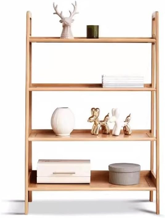 LOVULIFE Book Shelf Storage Rack Solid Wood Bookshelf Oak Floor-Standing Storage Rack Ladder Display Rack Living Room Multi-Layer Storage Shelf Bookshelf Bookcase
