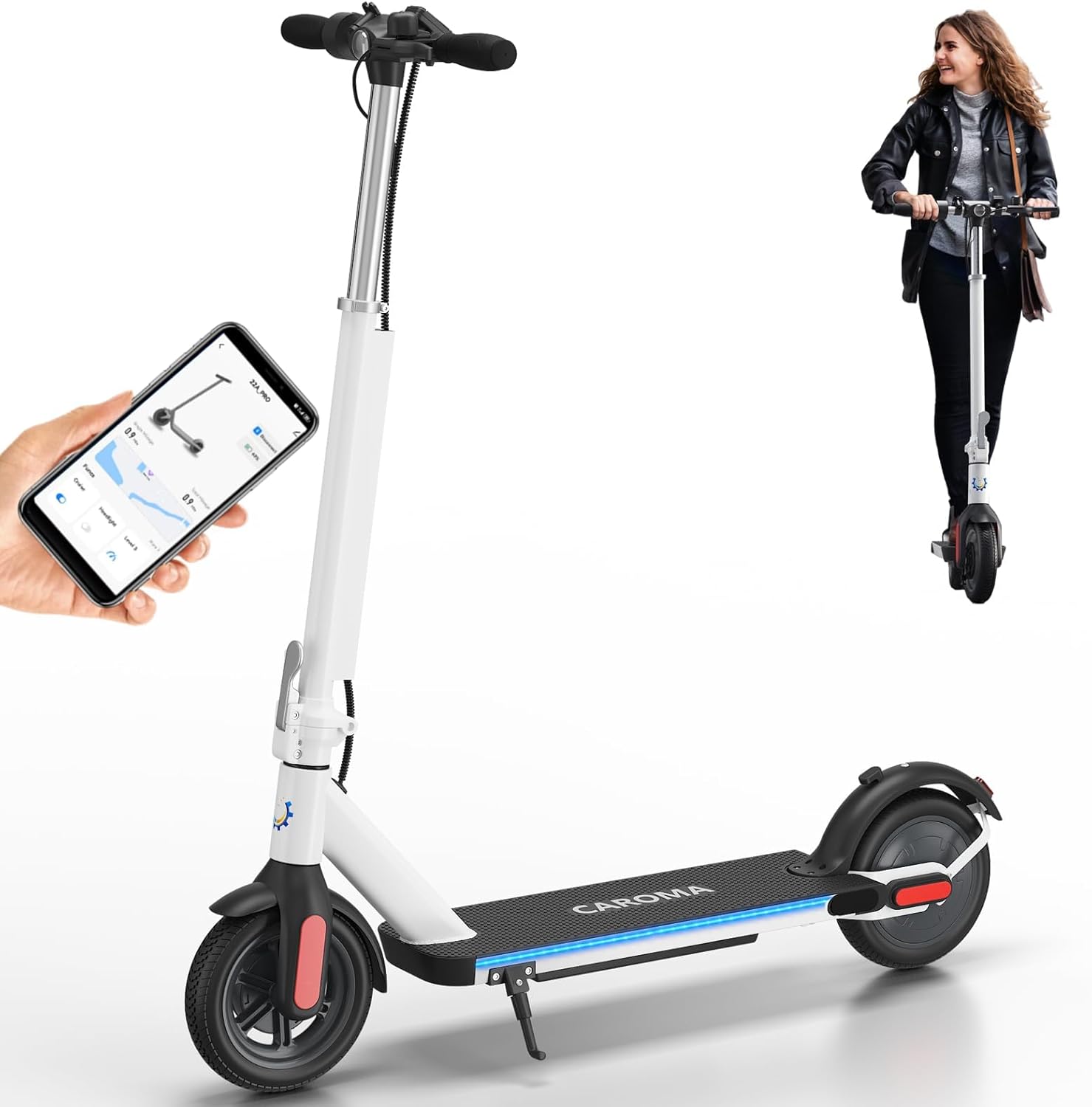 Caroma Electric Scooter Adults, Powerful 350W/500W/750W Motor, Top Speed 20/25 Mph & 18/25/30 Miles Range, 8.5