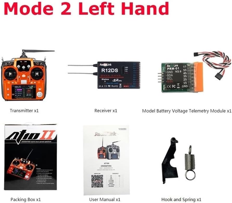 RC helicopter aircraft parts For RadioLink AT10 II 2.4Ghz 10CH RC Transmitter with R12DS Receiver PRM-01 Voltage Return Module for RC Quadcopter Fixed Wing Replaceable accessories ( Size : Gold Mode 2