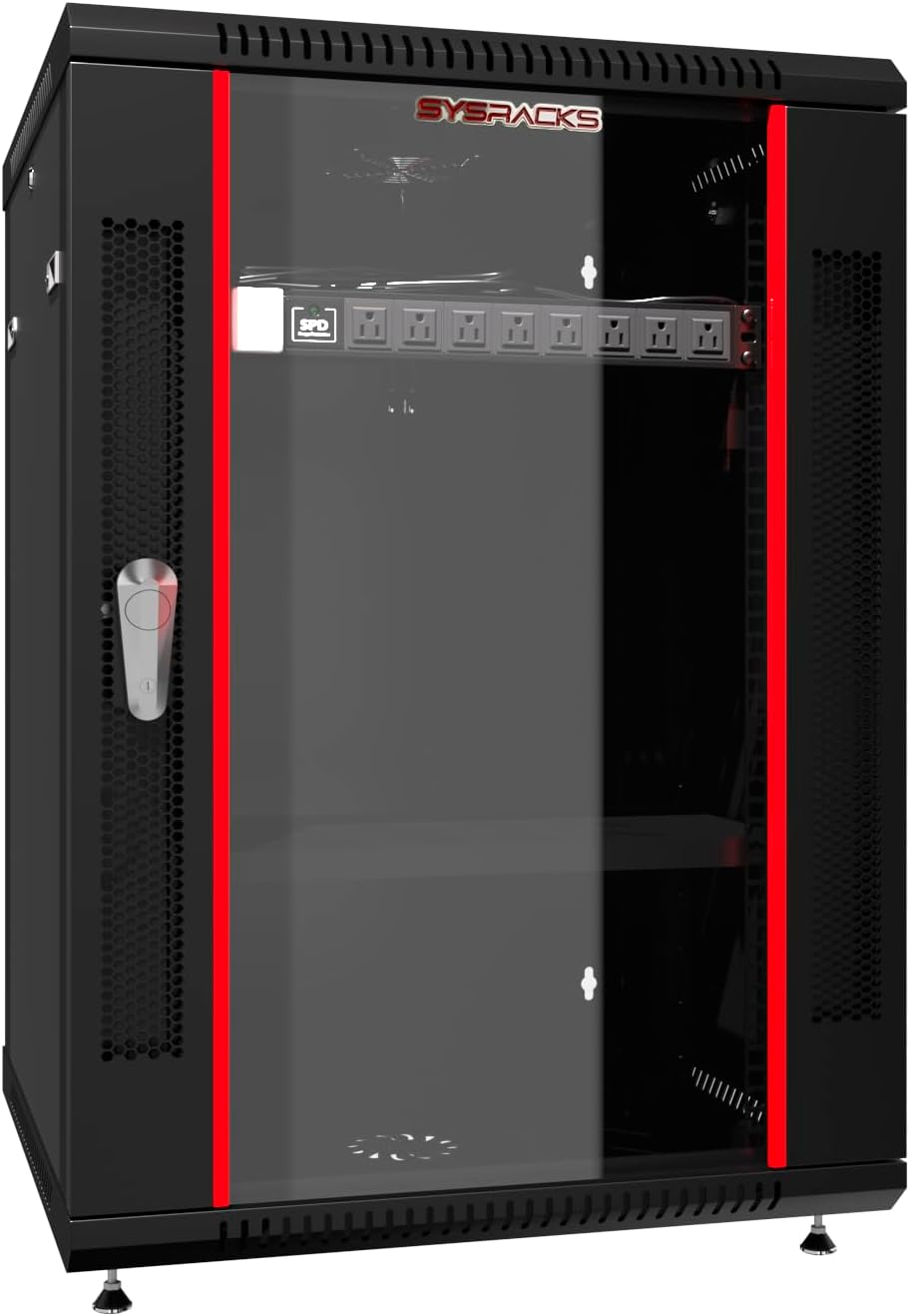 Sysracks 15U Networking Cabinet 24-inch Depth Server Rack Locking Network Enclosure with Fan