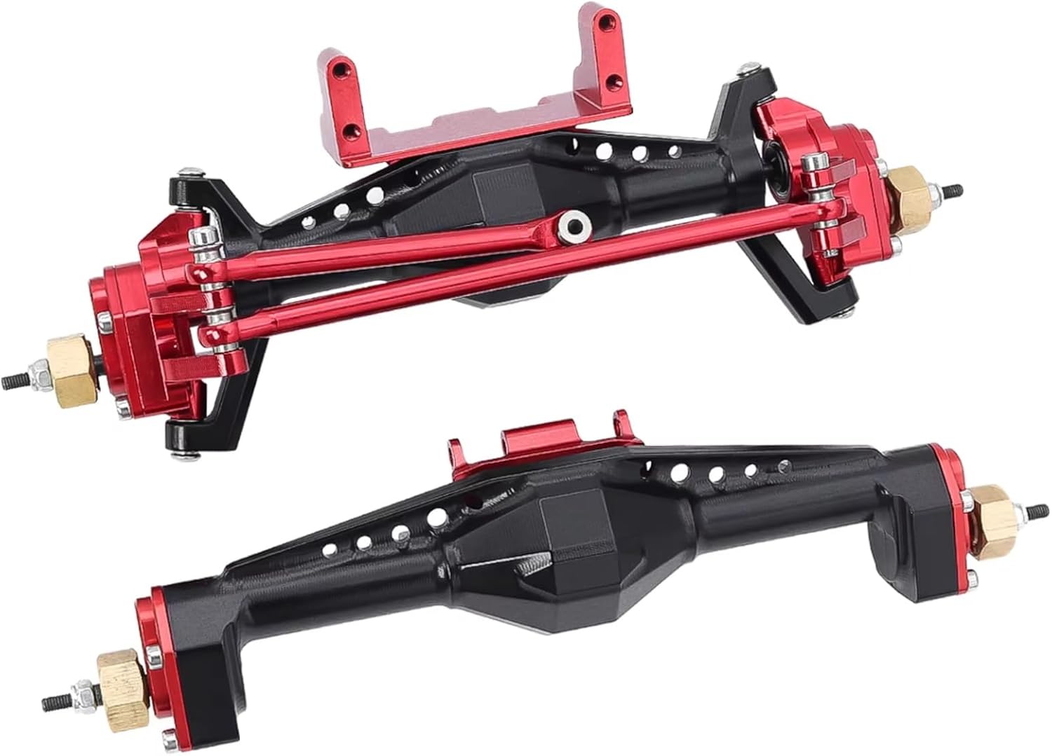 RC Axle For Axial For Capra UTB18 1/18 Aluminum Front And Rear Portal Axle Set Complete With Servo Mount Metal Upgrade Parts(Red,Set)