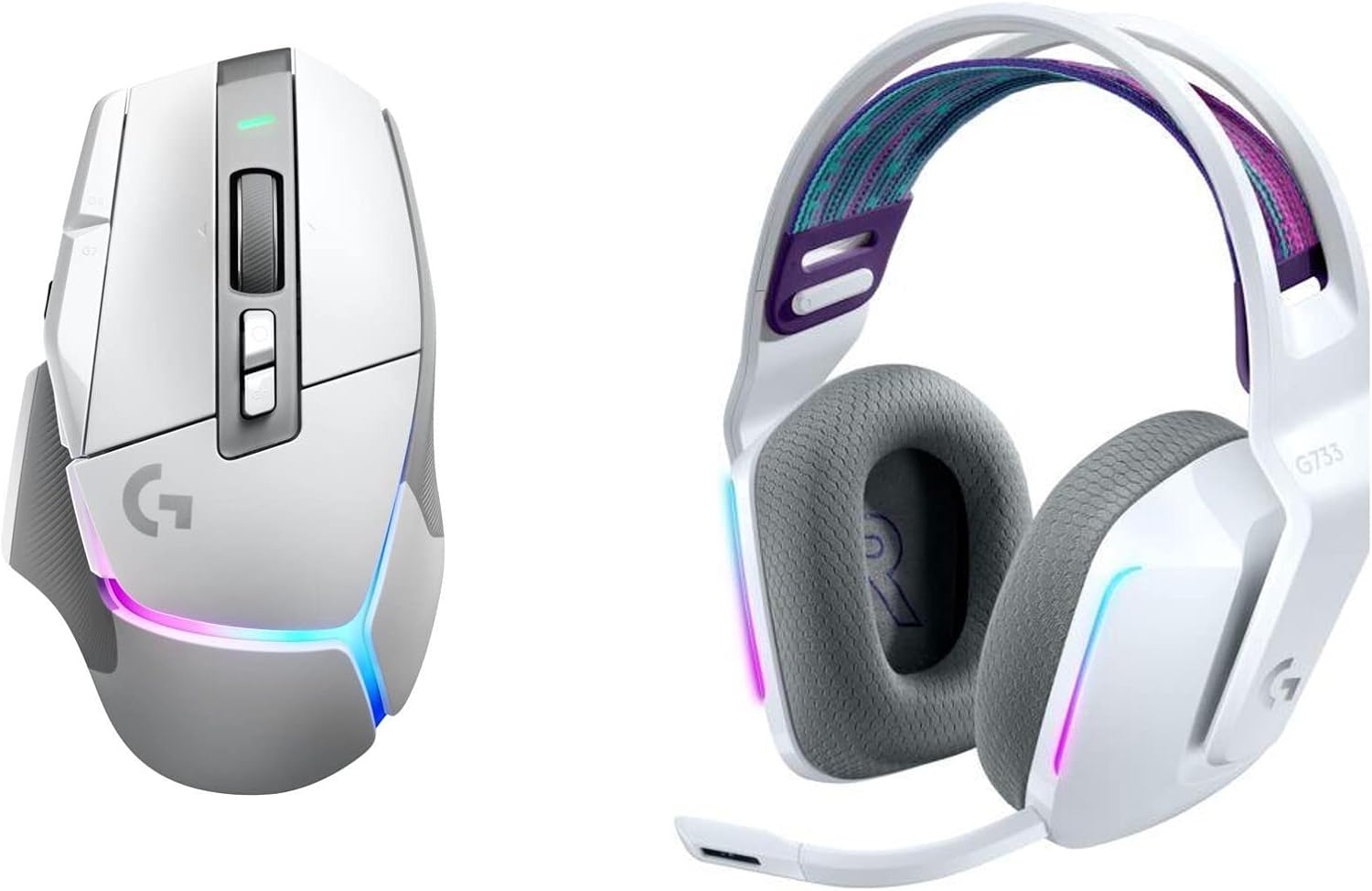 Logitech G502 X Plus Lightspeed Wireless Gaming Mouse + G733 Lightspeed Wireless Gaming Headset Bundle- White