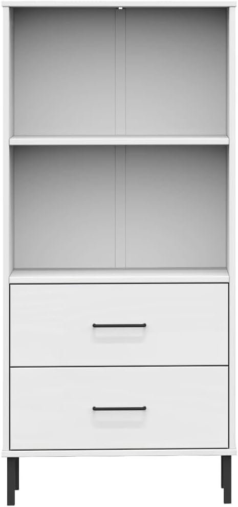 VRAXO Bookcase with 2 Drawers White 23.6