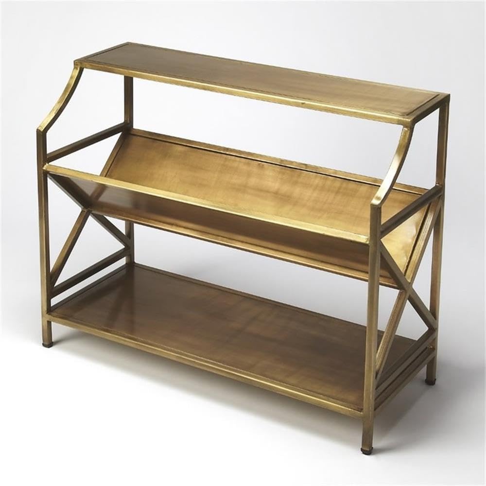 Beaumont Lane 3 Shelf Library Bookcase in Gold
