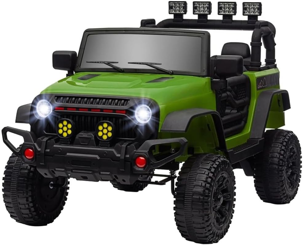 Electric Ride-On Vehicle with Dual 12V Motors, SUV-Style Design, Adjustable Speeds, Music & Horn, Shock-Absorbing Wheels