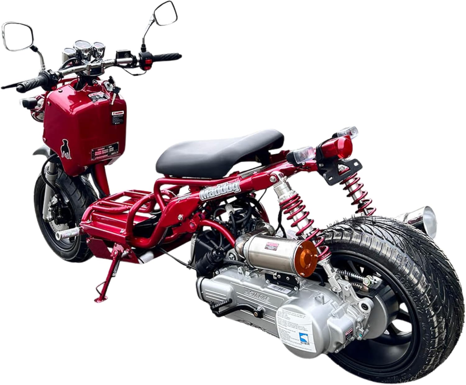 150cc Stretched Scooter, Generation 1, Automatic Transmission, PMZ150-19, Wide 205/30-12 Rear Tire, Retro Speedometer, Gas Gauge, Street Legal Moped for Adults, Powerful GY6 Engine