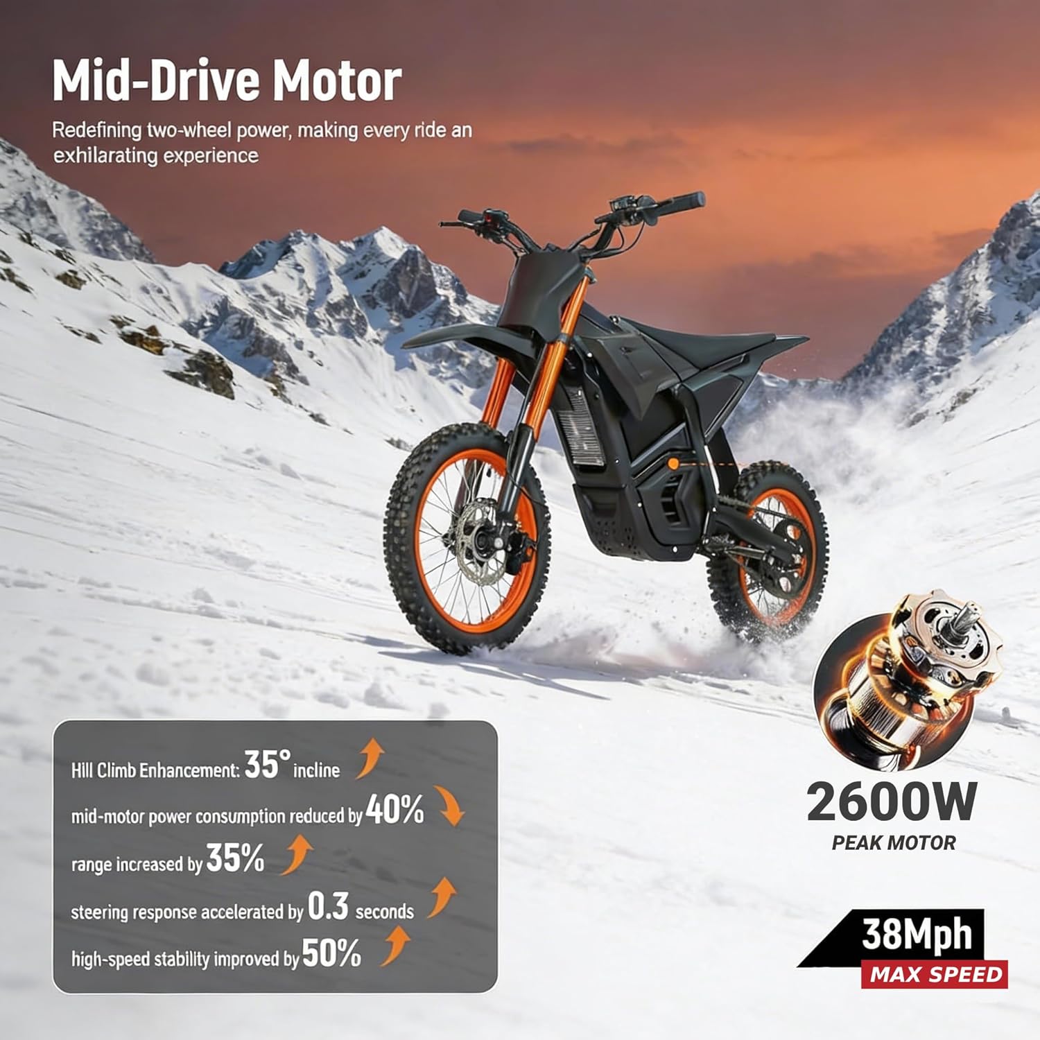 JVV M5 Electric Scooter for Beginner, 2600W Mid-Drive Motor, 48V 20Ah, 14