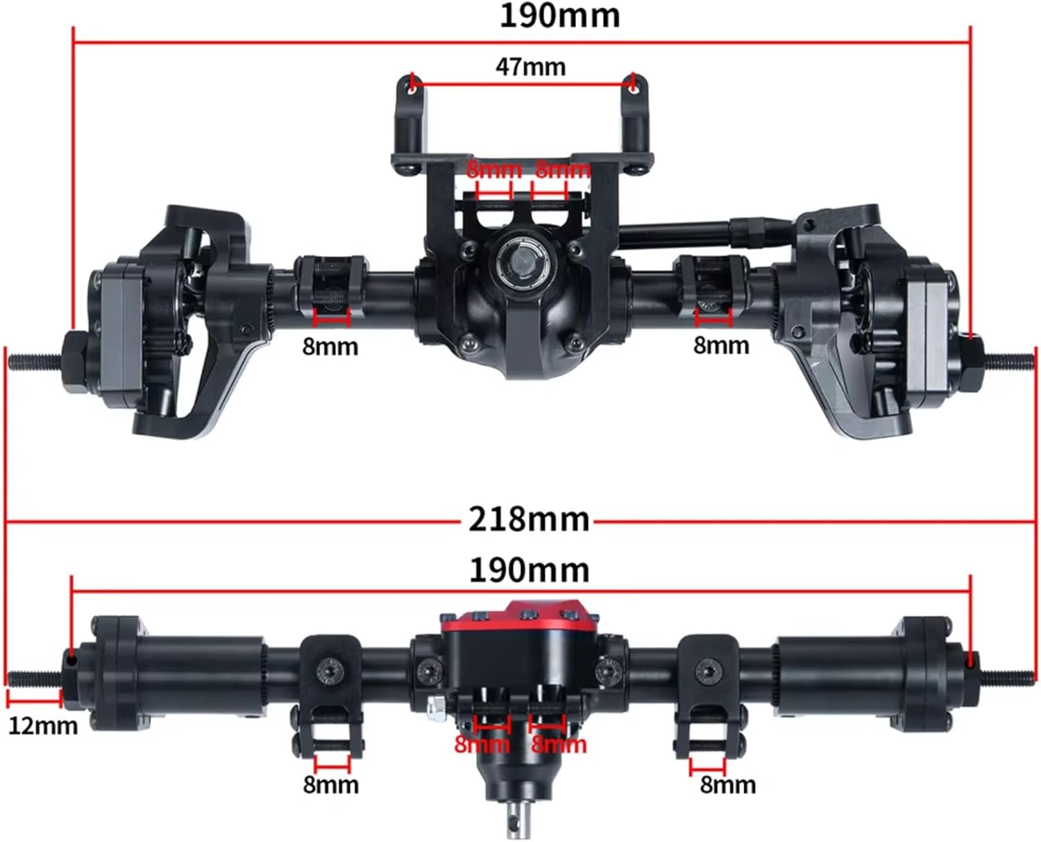 Rc Parts For Axial For SCX10 II 90046 90047 1/10 Aluminum Alloy Complete Front And Rear Axle RC Crawler Truck Portal(Set)