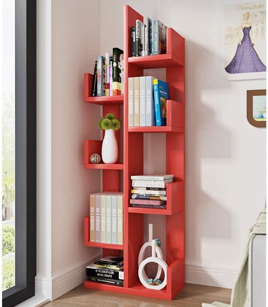 Bookcase Living Room Creative Tree Shaped Simple Assembly Rack Living Room Multi-Color Optional Red