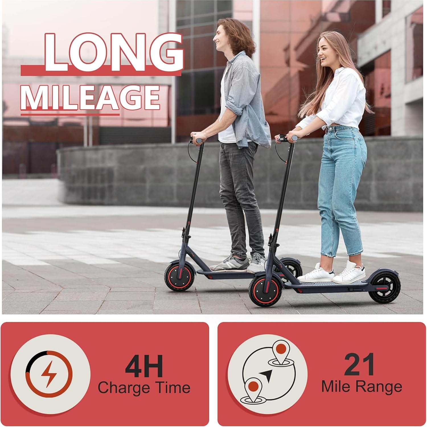 MAXSHOT Electric Scooter for Adults, 350W Motor Up to 19 MPH, 37V Battery 21 Miles Range, 8.5