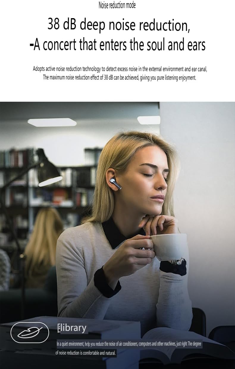 Wireless Earbuds Sports in-Ear Bluetooth 5.2 Headphones with Microphone,HiFi Sound Quality Compact and Portable for TV Smart Phone Laptop Computer Sports,White+Black with Charging Case