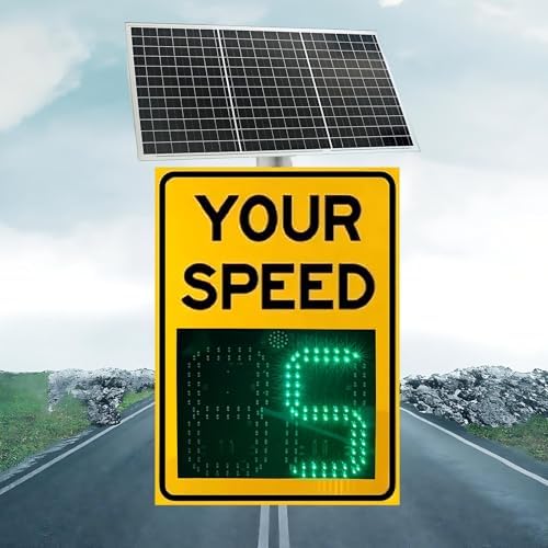 Solar-Powered Radar Speed Warning Sign - 90x60cm LED Traffic Display with Anti-Glare Flashing Snowflake Lights for All Weather Safety Alerts