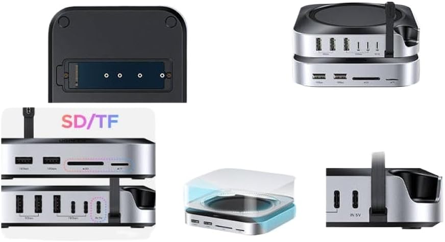 M4 M4 Pro USB HUB Docking Station M 2 NVMe SSD 10Gbps 8TB Max 170MB S USB Splitter Dock USB A C Ports SD TF Compatible with Computer Accessories