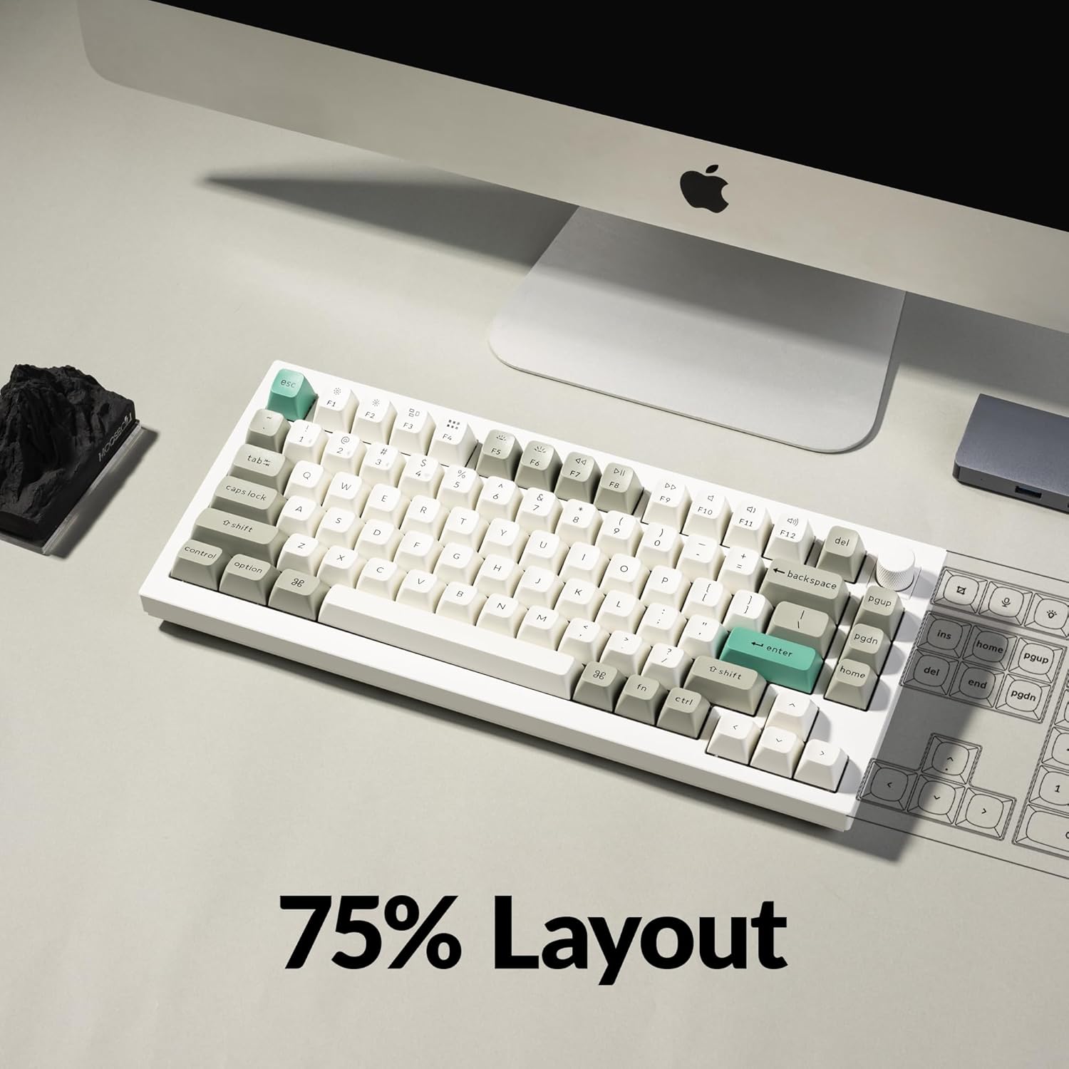 Keychron Q1 Max RGB QMK/VIA Custom Mechanical Keyboard, Full Metal Programmable Knob 2.4 GHz/Bluetooth/Wired Keyboard with Hot-Swappable Gateron Jupiter Banana Switch for Mac Windows Linux - White