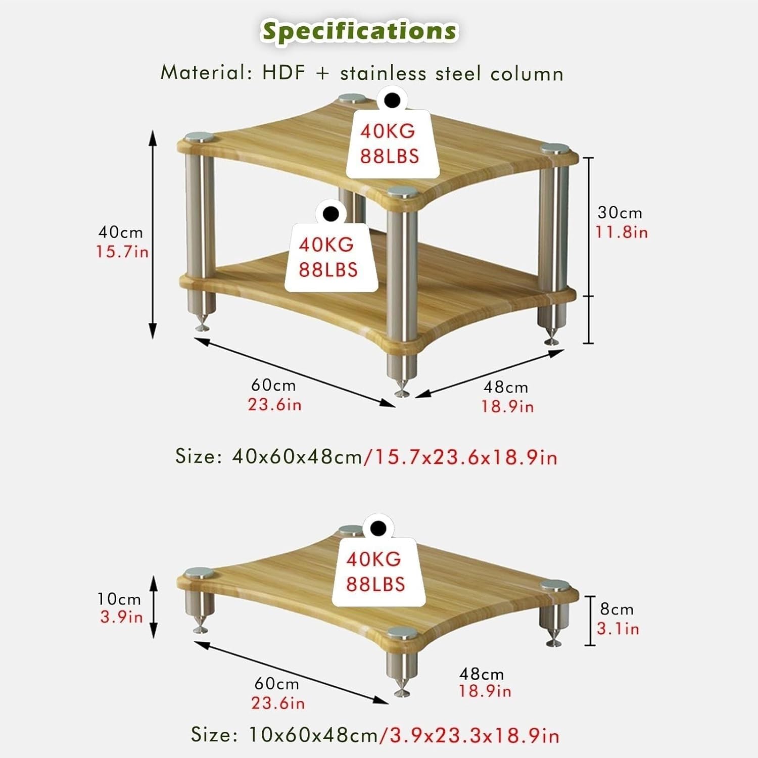 HYETYDV Rack AV Shelf Audio Rack Stainless Steel Media Stand - 4 Layer Stereo Components Cabinet for DVD Player Game Console TV Box WiFi Router Amplifier Stand