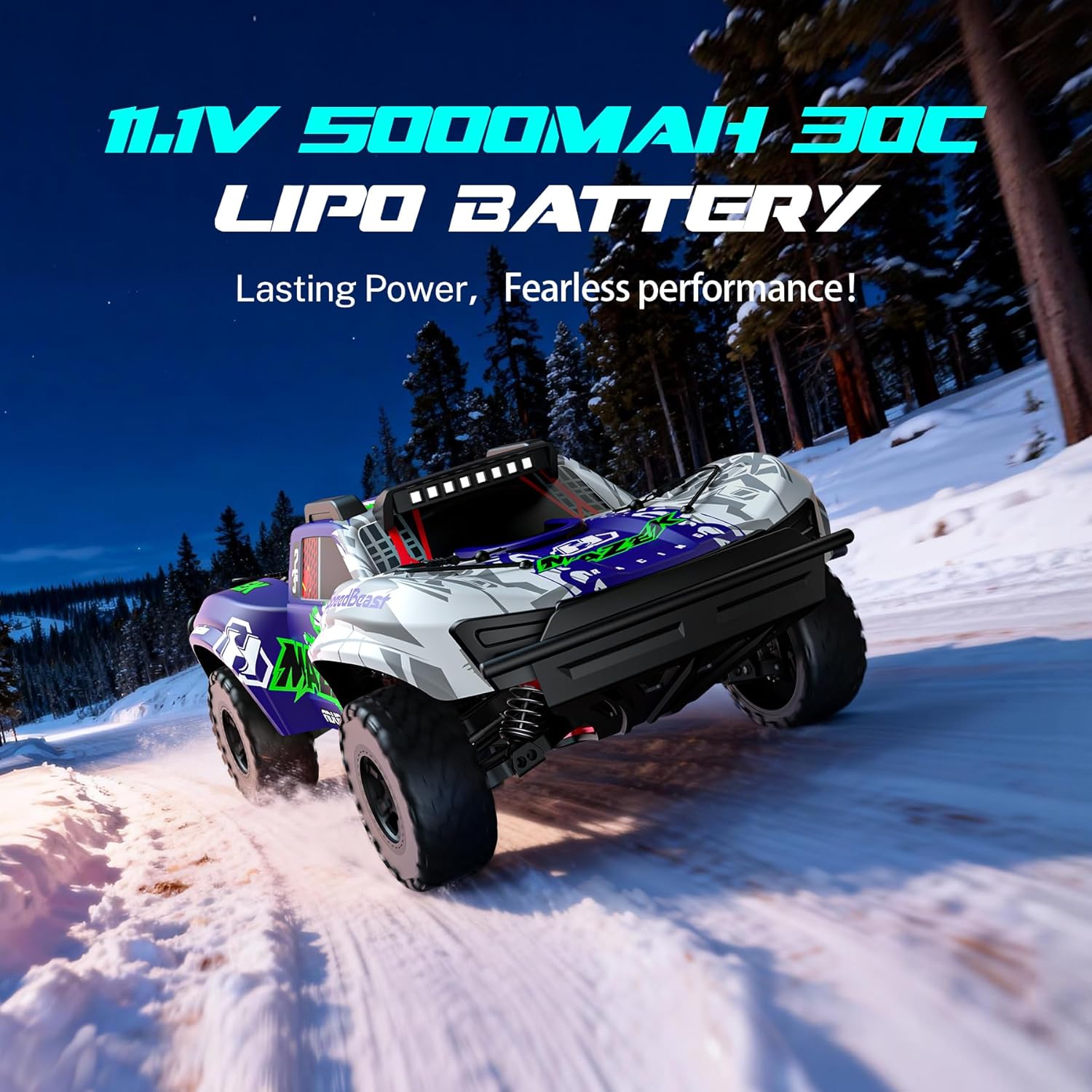 Hosim 1/10 Scale Brushless RC Cars for Adults Fast 62+ MPH, MAZEK 4x4 Off-Road Electric Remote Control Monster Truck, RTR with 3S Lipo Battery, 100A ESC, Waterproof Racing Buggy Blue