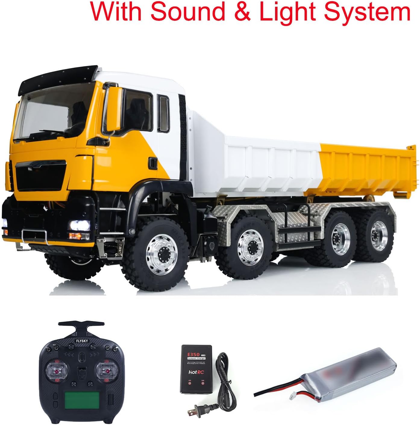 LESU 8x8 1/14 RC Hydraulic Roll On Dumper Truck RTR 2-Speed Transmission Lock Differential Radio Control Full Dump Cars Light Sound System Motor Servo ESC Hobby Grade Model