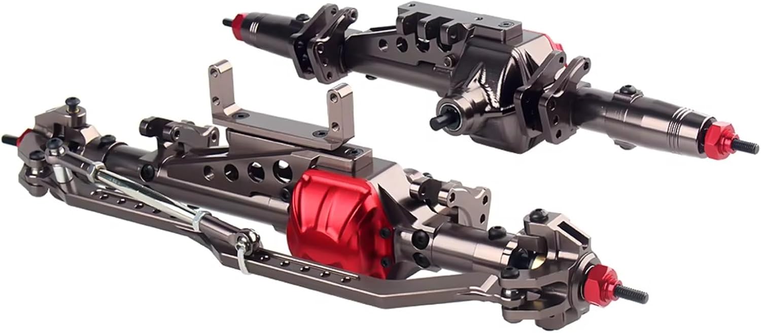 for Axial for Wraith 90018 90020 90045 RR10 90048 90053 1:10 RC for Rock Crawler Complete Metal RC Car Front Rear Axle RC Car Parts(Metallic,Both)