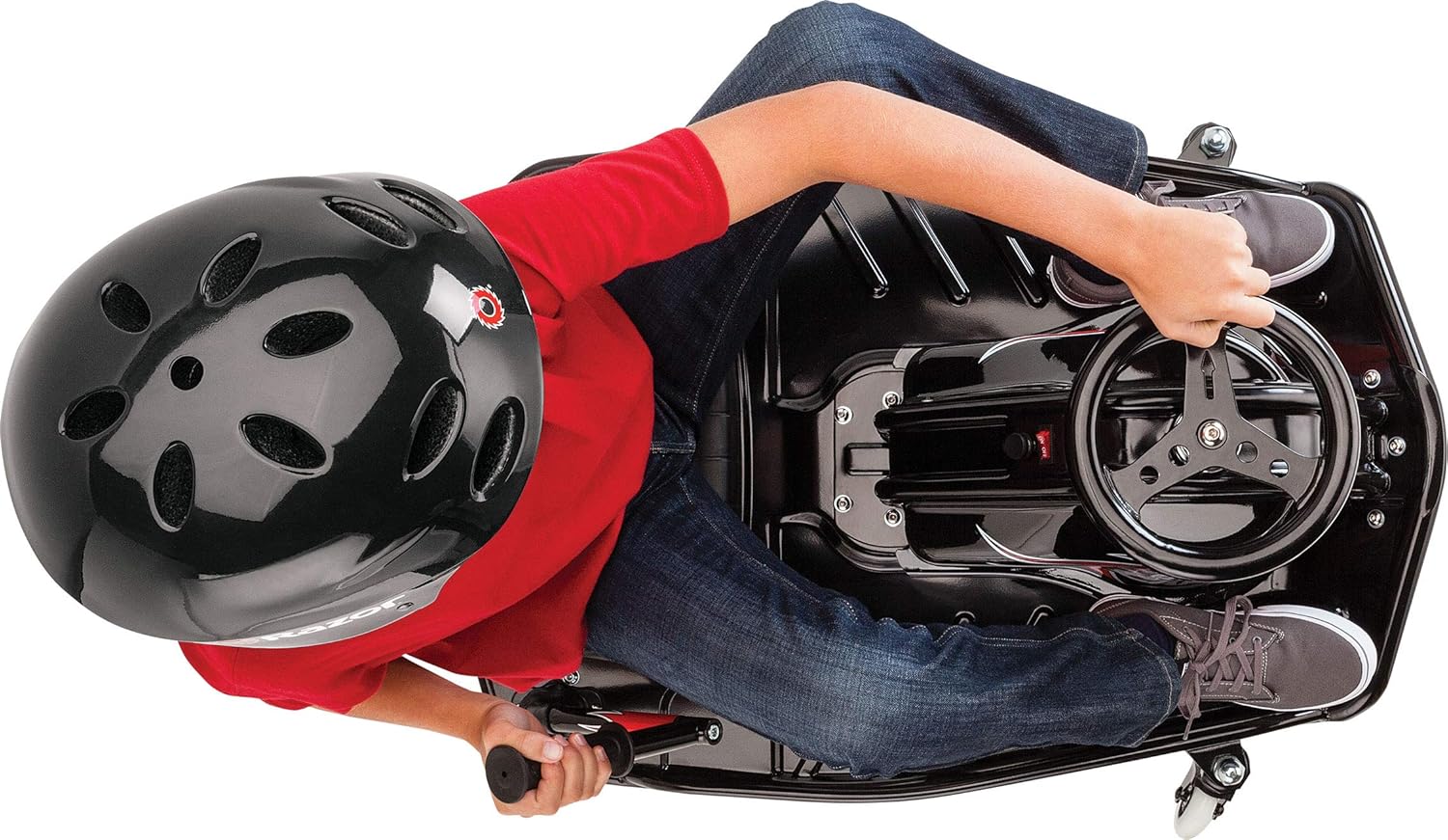 Razor Crazy Cart DLX - 24V Electric Drfting Go Kart - Enhanced Drift Bar, Brodie Knob Steering, Variable Speed, Up to 12 mph,Black/Red