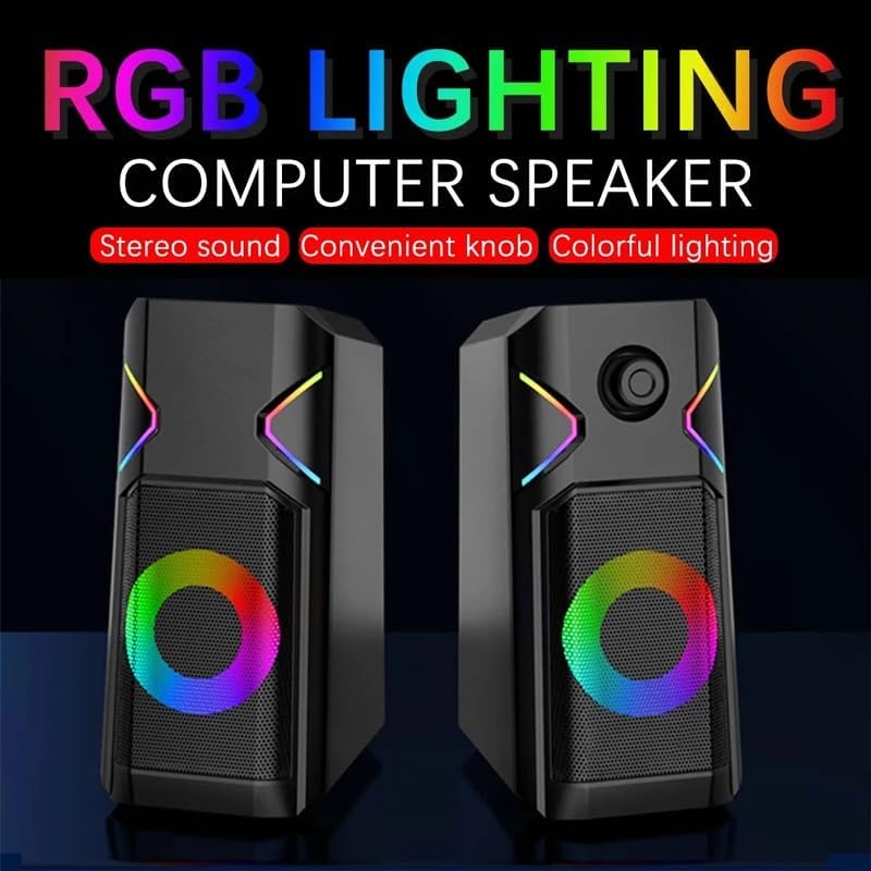 Computer Speaker 2.0 Channel Desktop RGB Colorful Light Stereo Satellite Multimedia