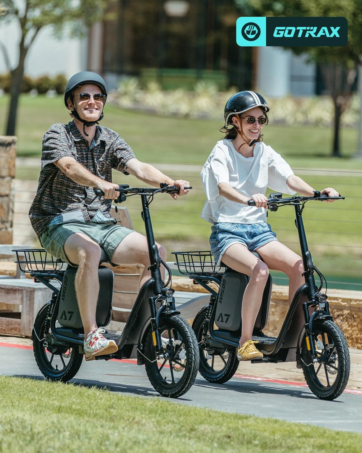 Gotrax Adult Electric Scooter with Seat, Max 19-25miles Range, 15.5-20mph Power by 350W-500W Motor, All-Terrain Tire & Wider Deck & Soft Cushioning Seat with Carry Basket