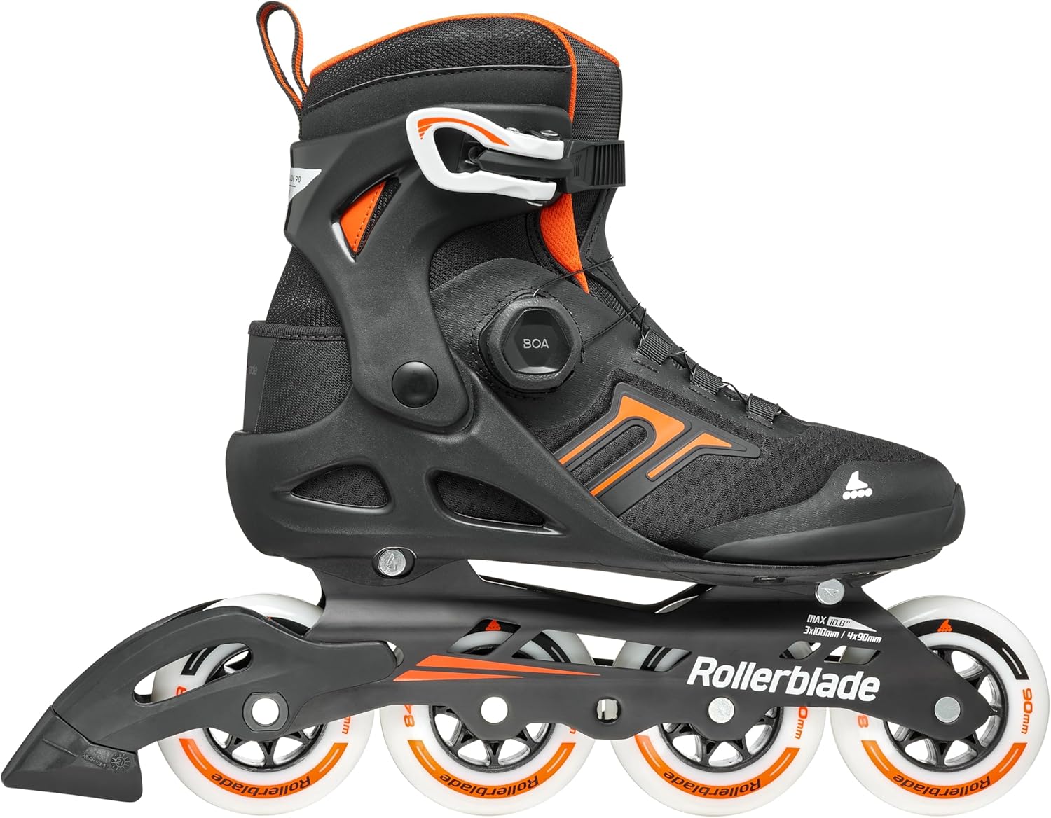 Rollerblade Macroblade 90 BOA Men's Adult Fitness Inline Skate, Black and Orange