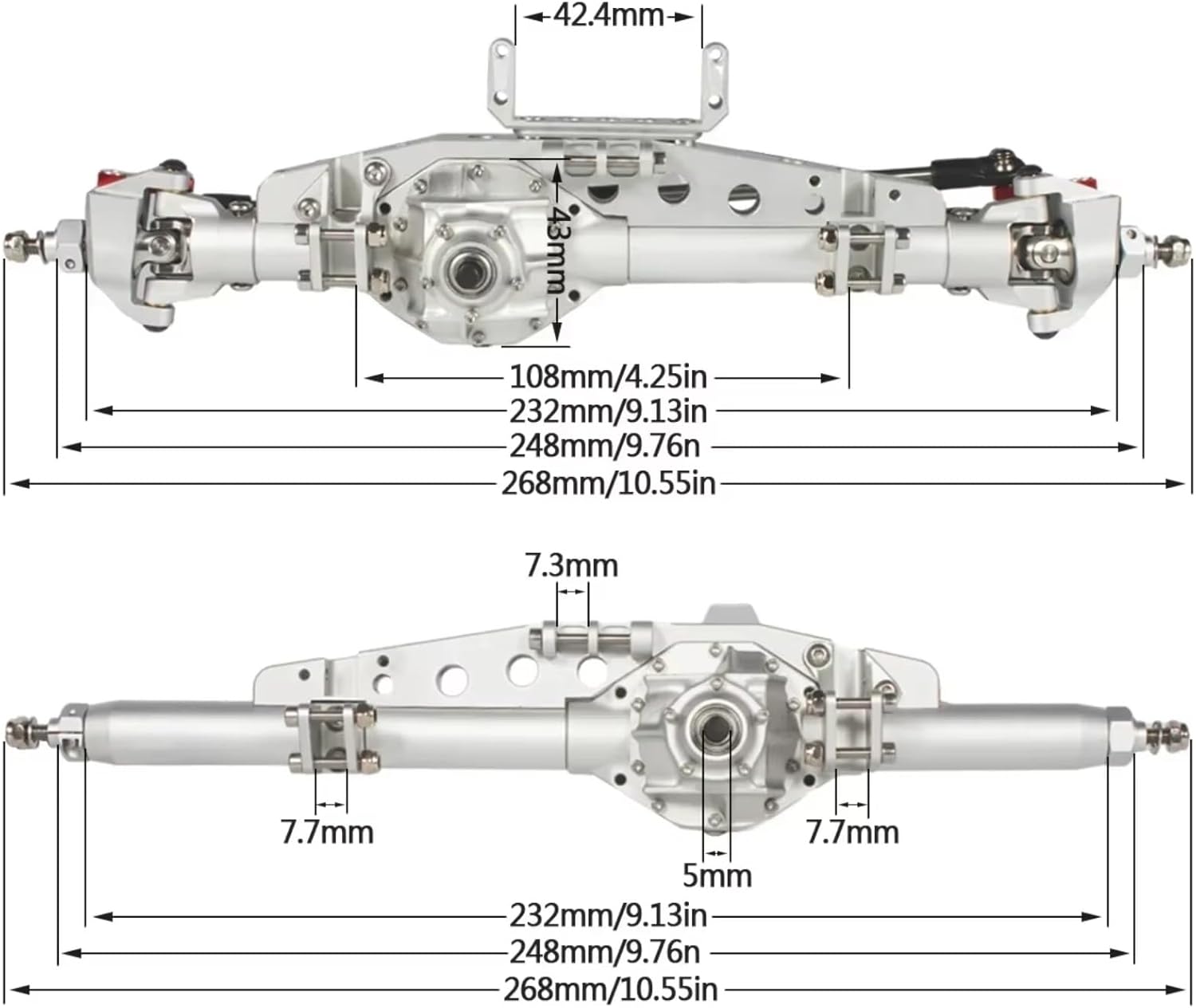 RC Axle Models For Axial Spawn RR10 90018 For Capra For Buggy For Rock For Racer For Wraith 1/10 Aluminum Axle Set RC Crawler Roll Cage Chassis DIY(Silver,1set)
