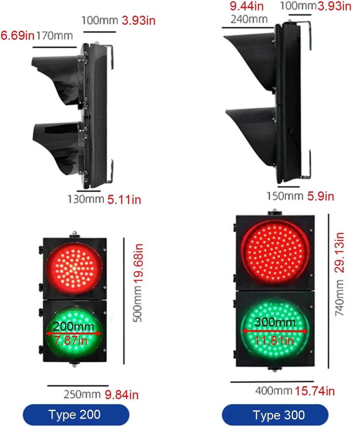 Traffic Light, Red/Green Stop and Go Light, Traffic Signal Light, LED Traffic Stop Light Indicator Light with Remote Control, for Road, Toll Station, Residential Gate(300mm/11.81in)