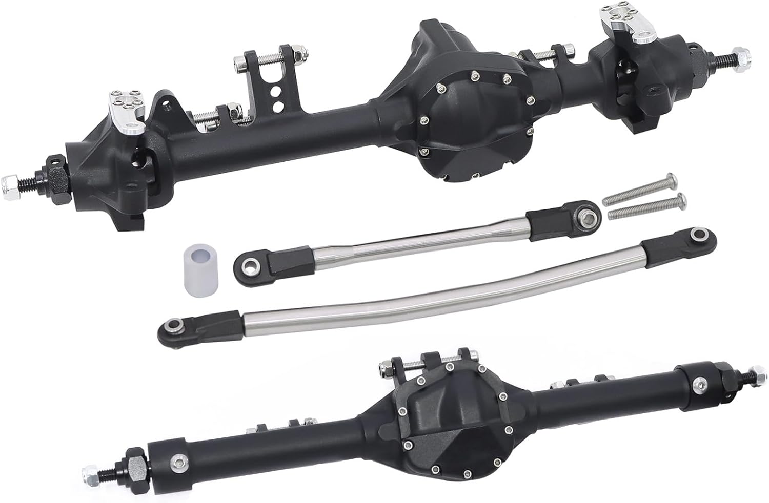 RC Car Parts for Axial for SCX10 II for VS4-10 1/10 Piece Construction Front Rear Straight Axle Modification Accessories RC Crawler Car Chassis Upgrade Parts(Black,Set)