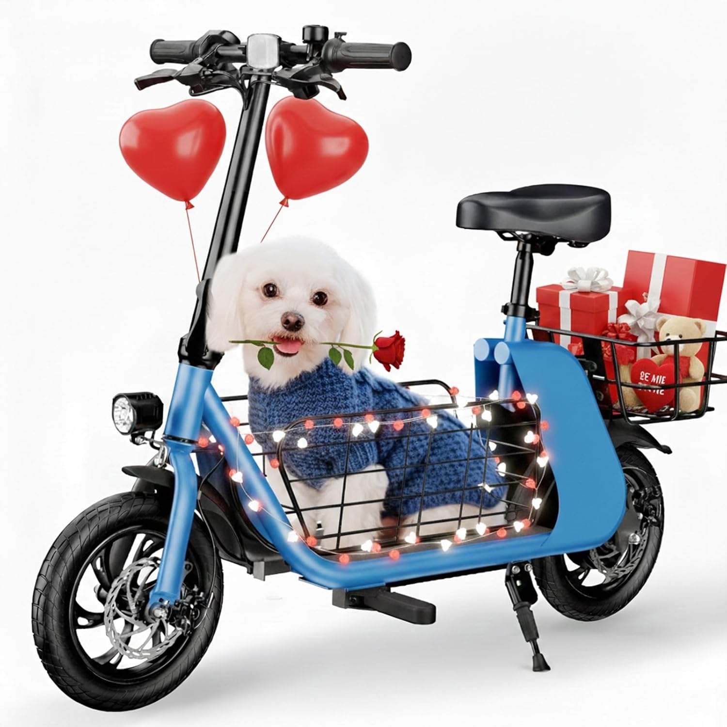 Windhorse Electric Scooter with Seat for Adults, 650W Peak Motor Up to 15.5 MPH & 20 Miles Range, Foldable Commuter E-Scooter with Dual Baskets for Pets & Cargo, 12.5