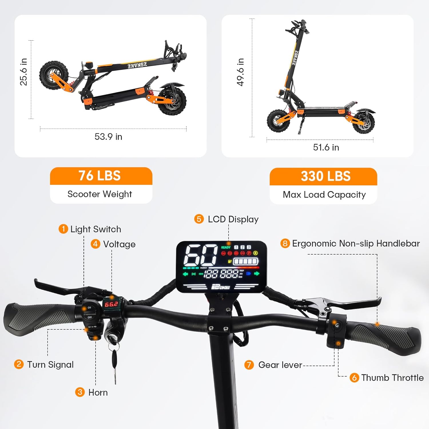 Electric Scooter for Adults, 2800W/6000W Power MotorTop Speed 35/52 MPH, 1080/1800WH Battery,35/60 Miles Range 11