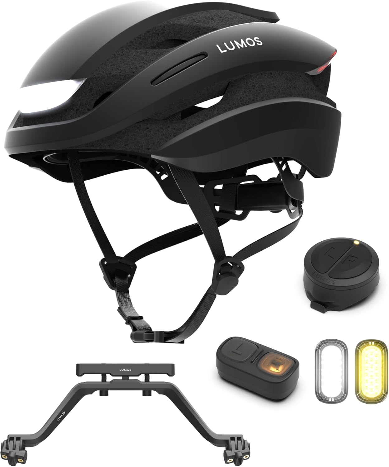 Lumos Ultra Helmet(Charcoal Black,Non-MIPS,Size M-L)& Signal Light Kit(Firefly Mini - 2 Pack & Remote Control & Turn Signal Mount)