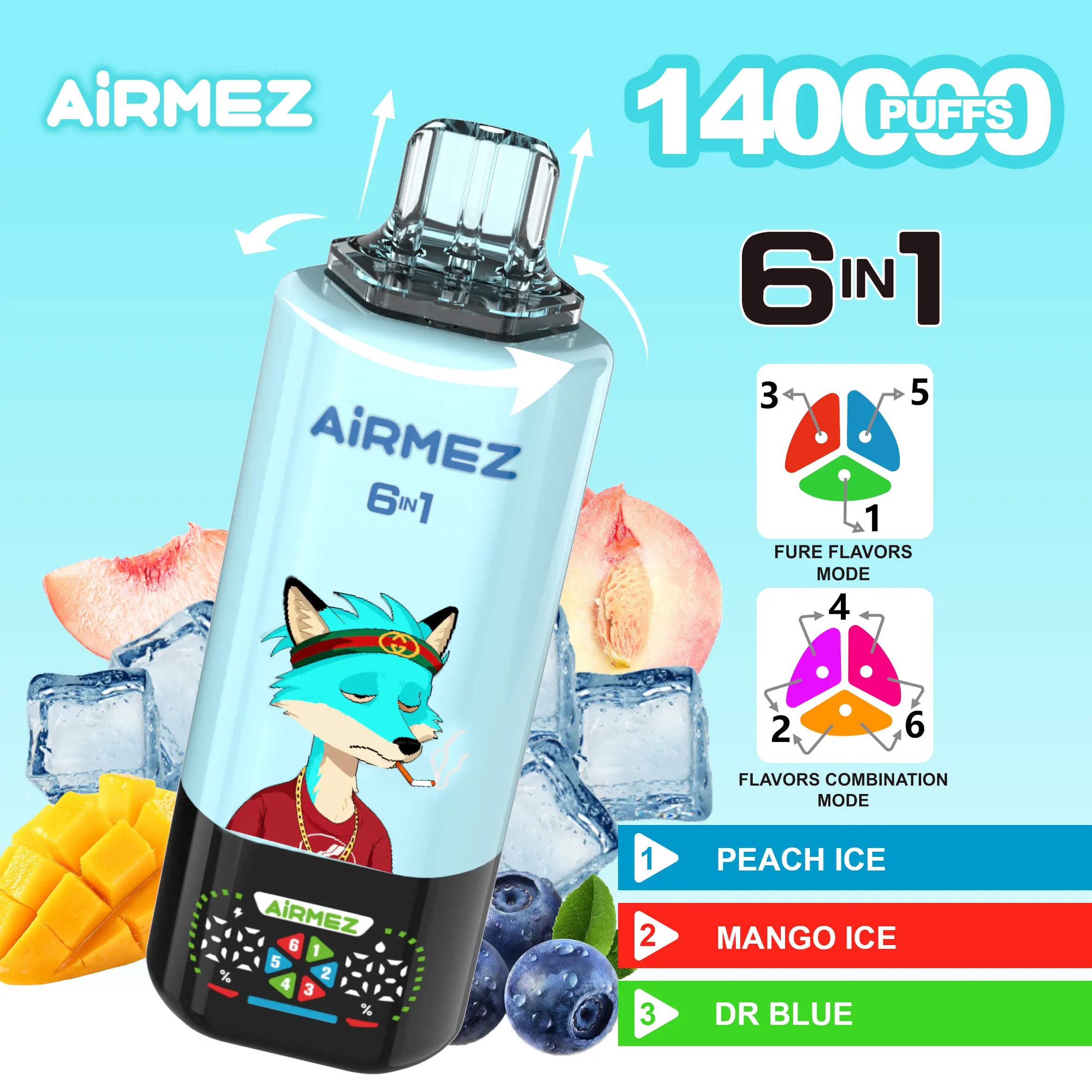 🔥AIRMEZ FOX 140K 6 in 1 (5pcs) - MYEU VAPES