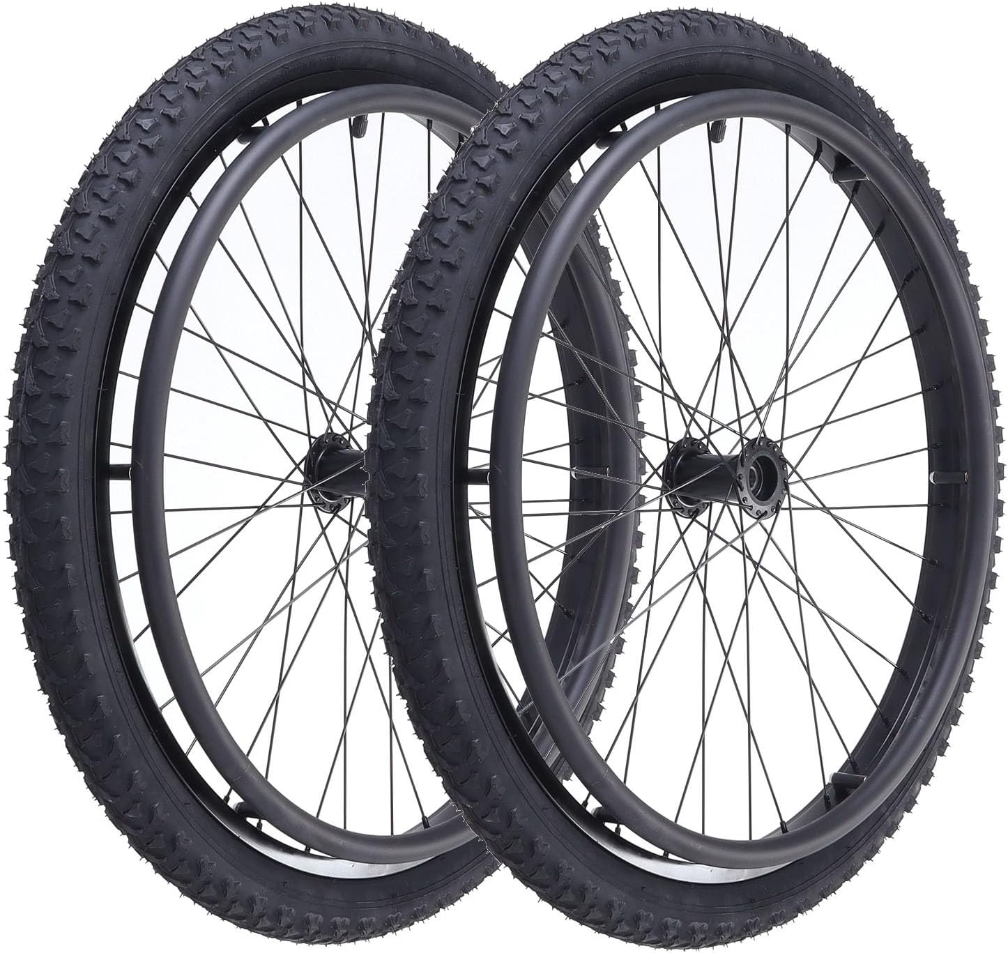 24 Inch Rear Wheels for Wheelchair, 24 x 1.95 Manual Wheelchairs Rear Wheels, Pneumatic Beach Wheel, Aluminum Alloy Spokes, Replaceable Walker Wheel Accessory (2 Pack)