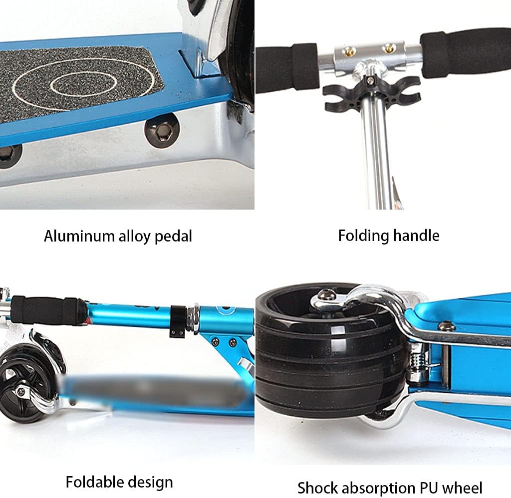 Scooters Folding Adult Kick Scooter Height Adjustable Scooter, Widen 2 Wheel Sport Scooters, Adult Fitness Trick Scooters (Color : Blue, Size : 70 * 34 * 66-96cm)
