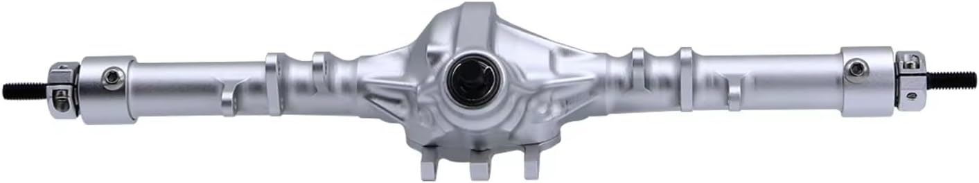 Compatible with Axial 90046 1/10 RC Crawler Car Upgrade Parts CNC Aluminum Front Rear Straight Complete Axles Set RC Front and Rear Axle(Silver,1Set)