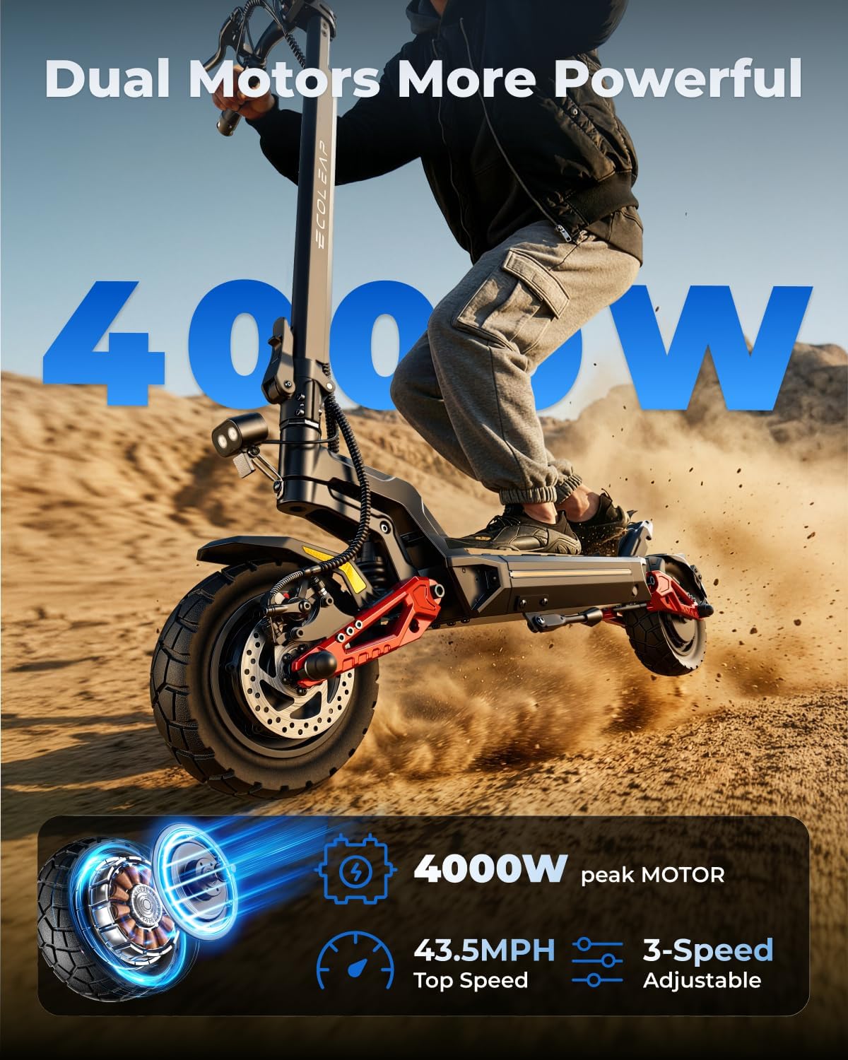 L7 Pro Electric Scooter,43.5MPH TOP Speed,75Mile Long Range,4000W Peak Motor Dual Hydraulic Suspension Scooter for Adults UL Certified (UL2272/2271)