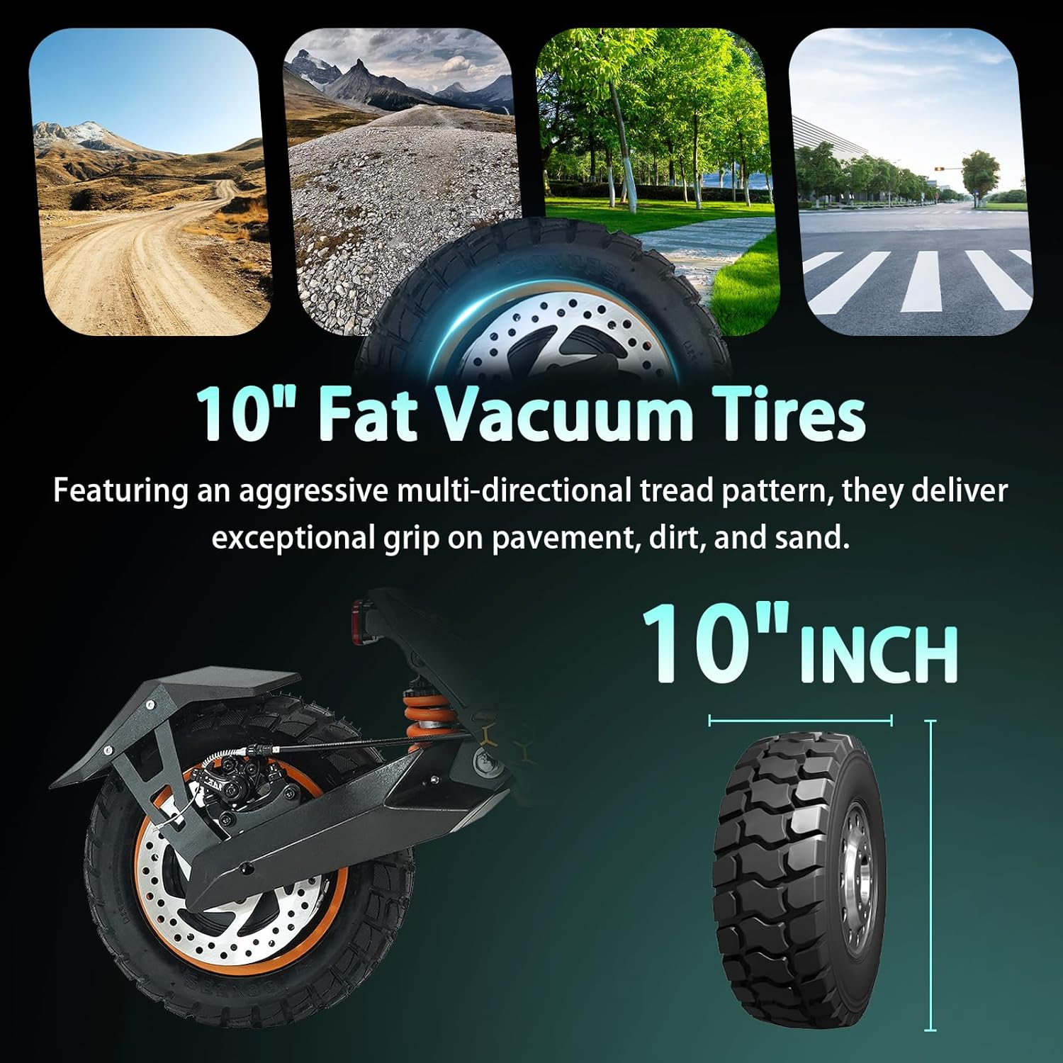 Electric Scooter, 1600W High-Power Motor, 36MPH Max Speed, 40-Mile Long Range, 48V/23.4AH Large-Capacity Battery, 10