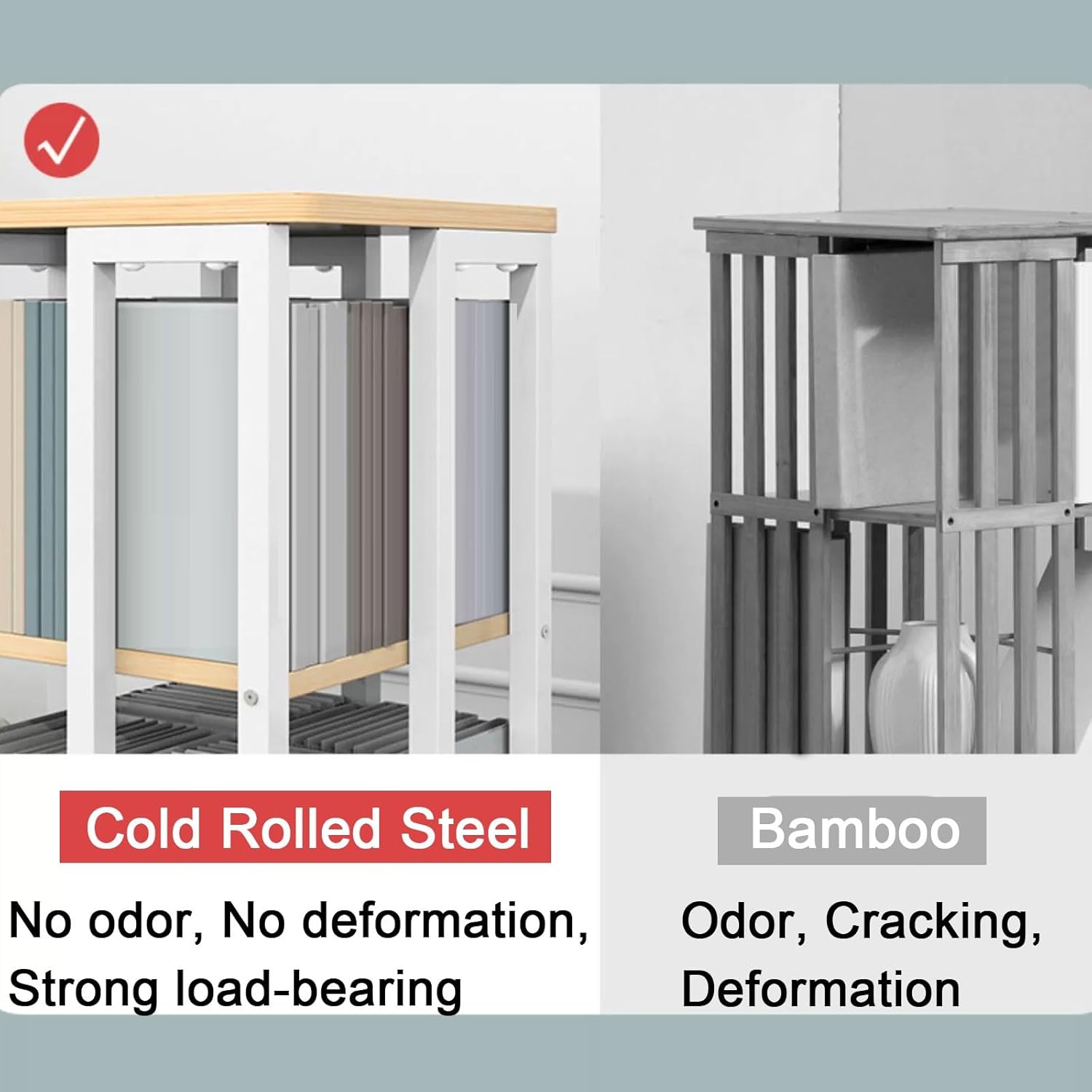 ZLGONRL Moveable Bookshelf On Wheels Kids Bookshelf Metal Rotating Bookshelf Display Revolving Bookcase Vertical Bookshelf (Three White)