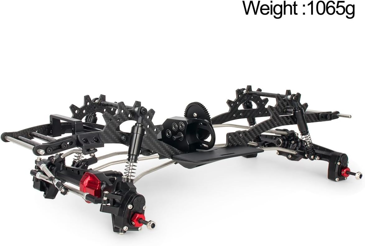 Carbon Fiber LCG Chassis Kit Frame Rails Skid Plate CMS Servo Panhard Mount for 1/10 RC Rigs Crawler Capra SCX10 II VS4-10 Comp Builds DIY Parts (Full Chassis Kit)
