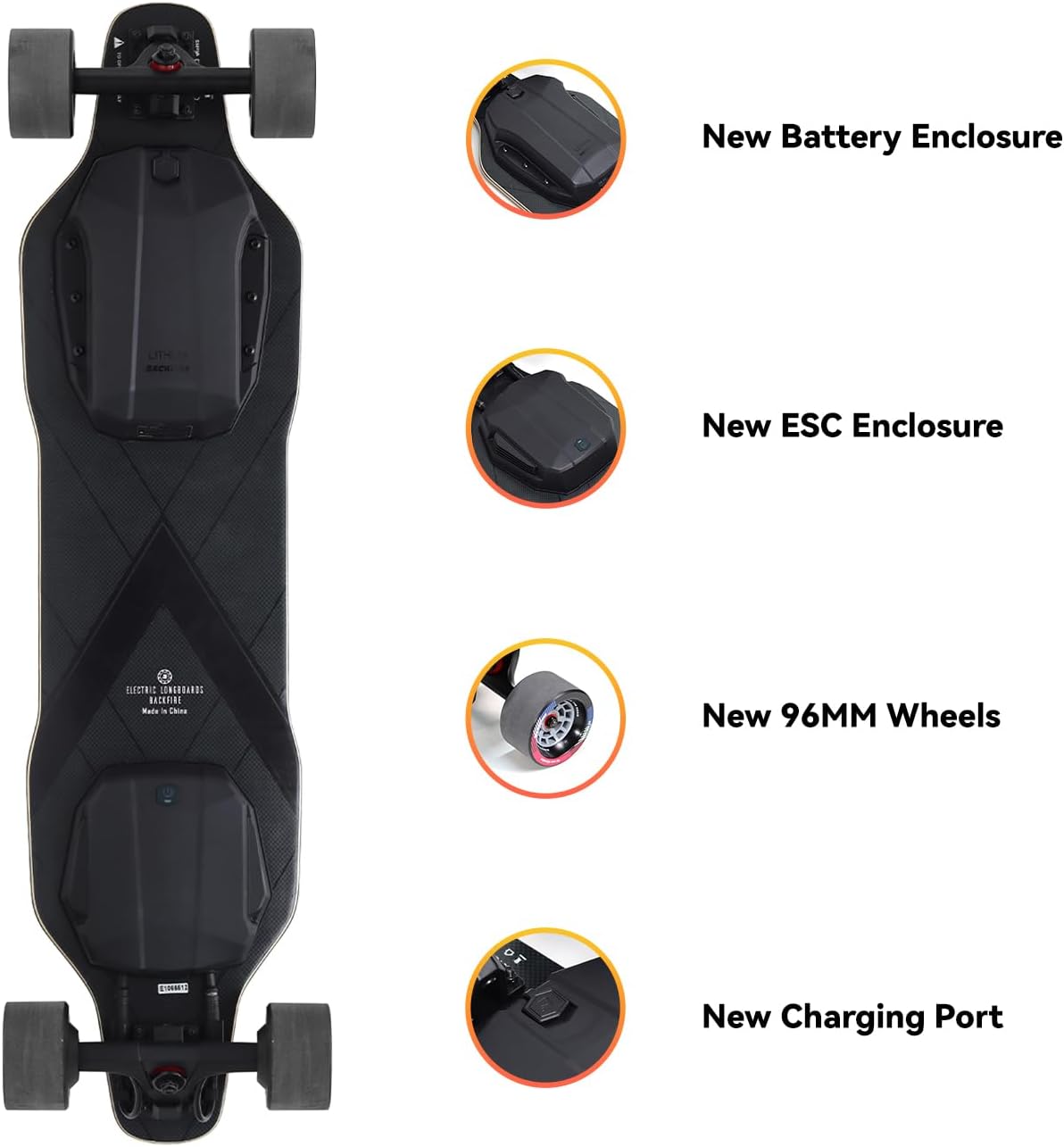 Backfire G2 Black Electric Longboard Skateboard with Protective Gear, Suitable for Adults & Teens Beginners, 5.2Ah/187Wh Battery, 12.5 Miles Range, 24 mph top Speed, 180 Days Warranty