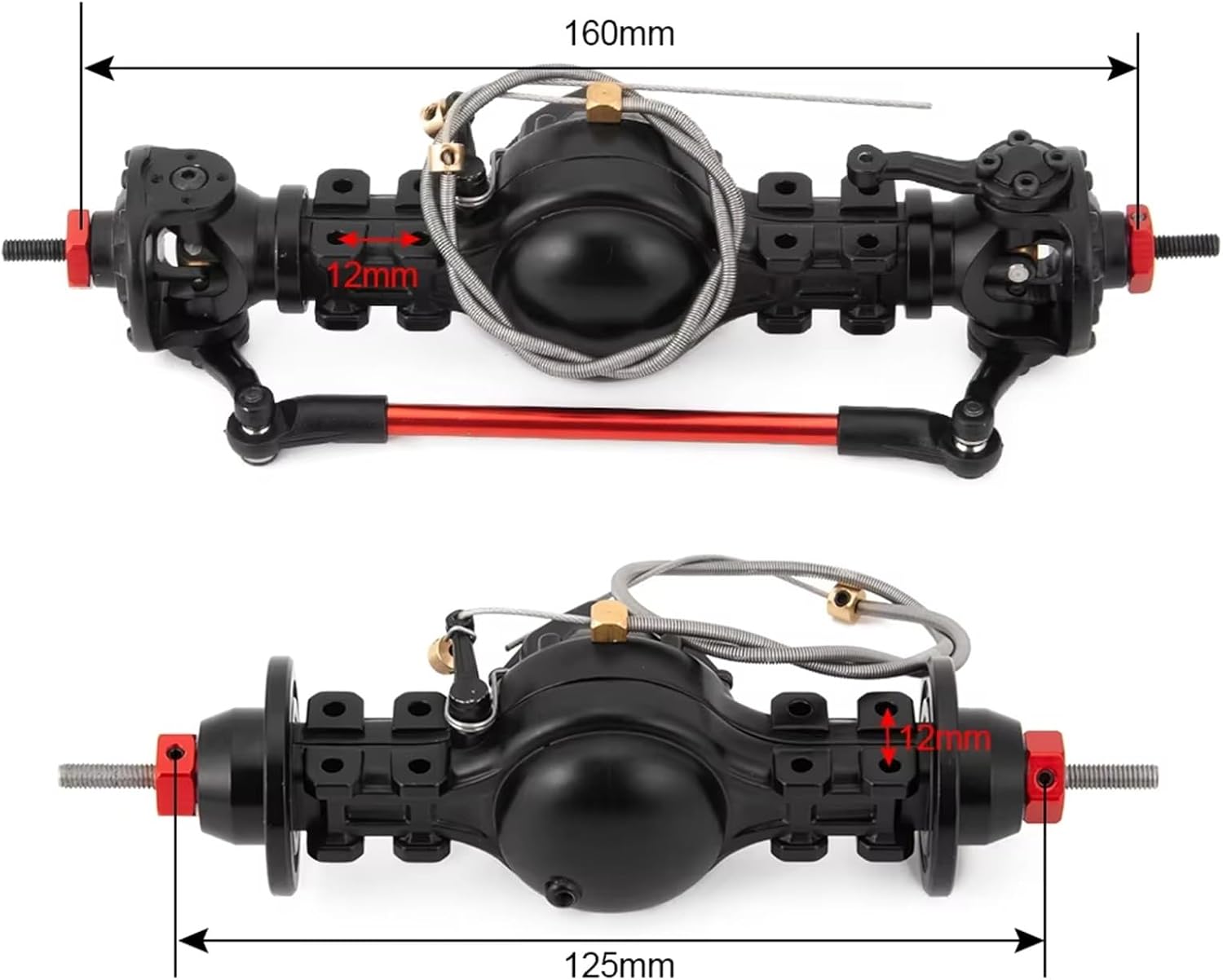RC Car Accessories Compatible with Tamiya 1/14 RC Truck Tow Upgrade Parts Accessories Axle Metal Alloy Front Rear Differential Axle Built-in Steel Gear(Front and Rear)