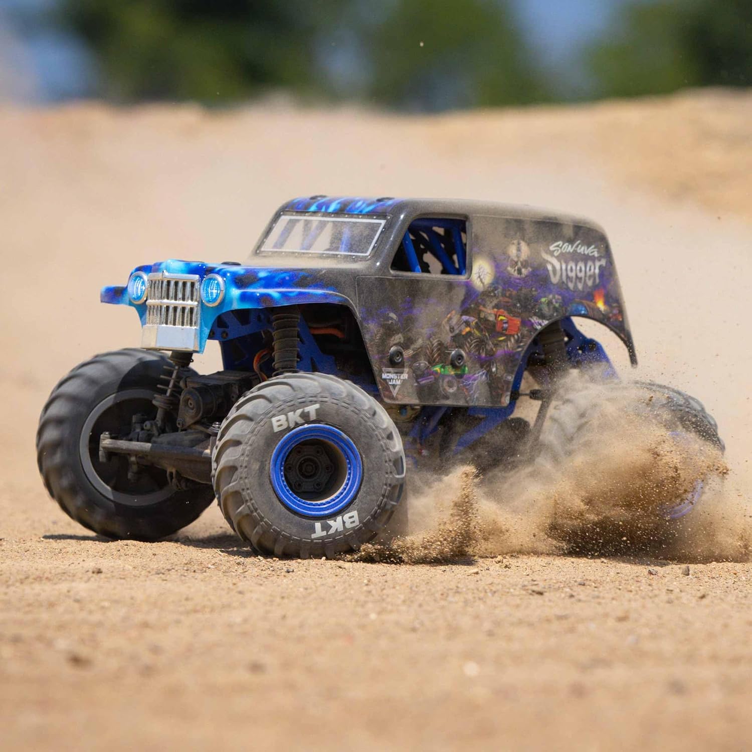 Losi 1/18 Mini LMT Son Uva Digger 2S 4X4 RTR Brushed Monster Truck Battery & Charger Included Blue LOS01026T2