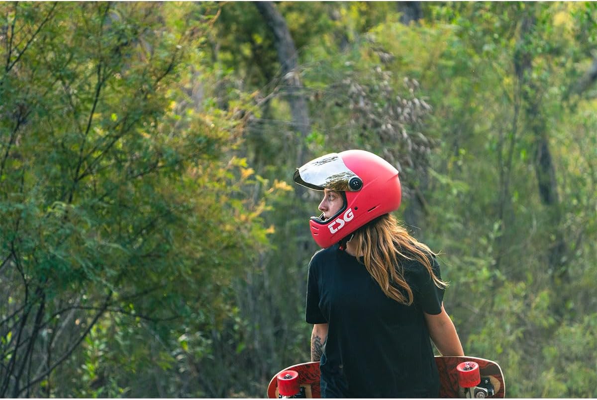 TSG - Pass 2.0 Full-face Premium Helmet w/Two Visors | Downhill Skateboarding, E-Skating, E-Onewheeling, Longboarding | Nose Ports, Air Flow Channels, Ear Slots, Adjustable Cheek Pads | ABS Hardshell