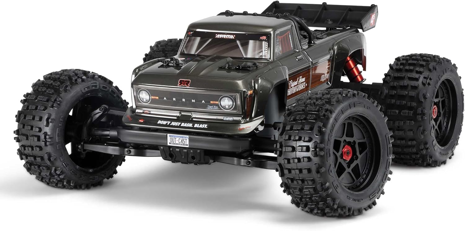 ARRMA RC Truck Outcast 4X4 4S BLX 1/10TH 4WD Stunt Truck RTR (Battery and Charger Not Included), Gunmetal, ARA4410V2T3